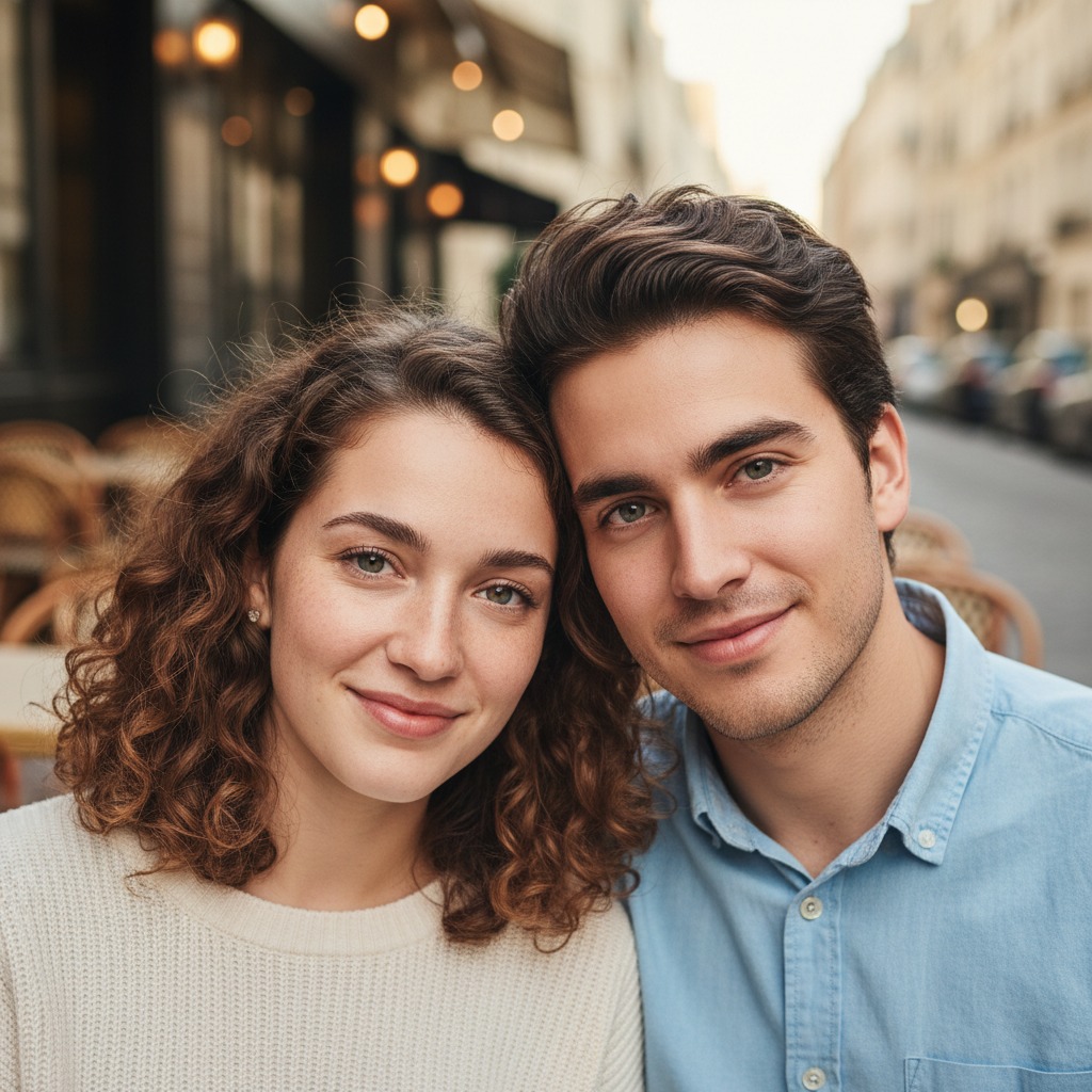Young French couple headshot